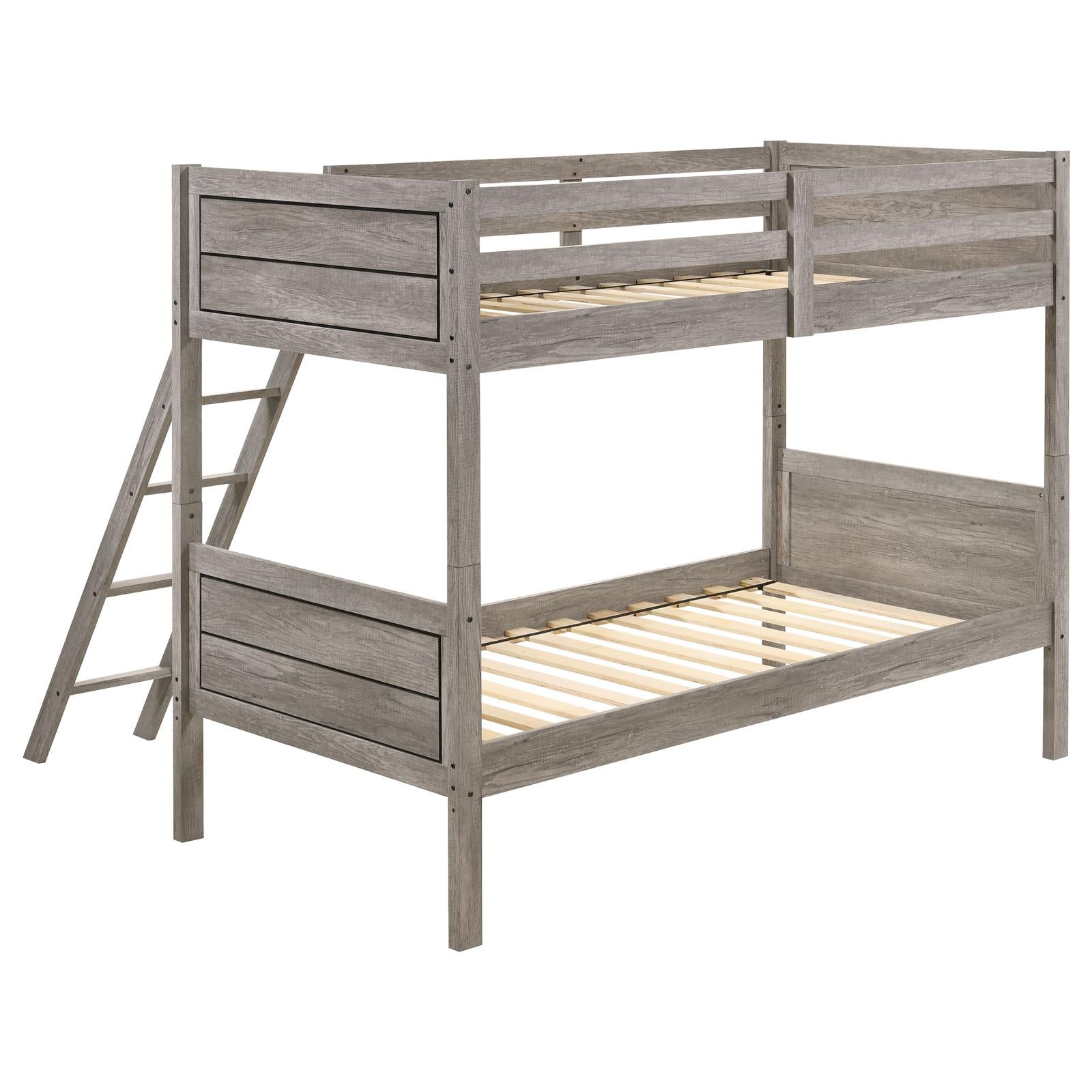 Ryder Weathered Taupe Twin over Twin Bunk Bed - 400818 - Bien Home Furniture & Electronics