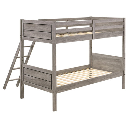 Ryder Weathered Taupe Twin over Twin Bunk Bed - 400818 - Bien Home Furniture &amp; Electronics