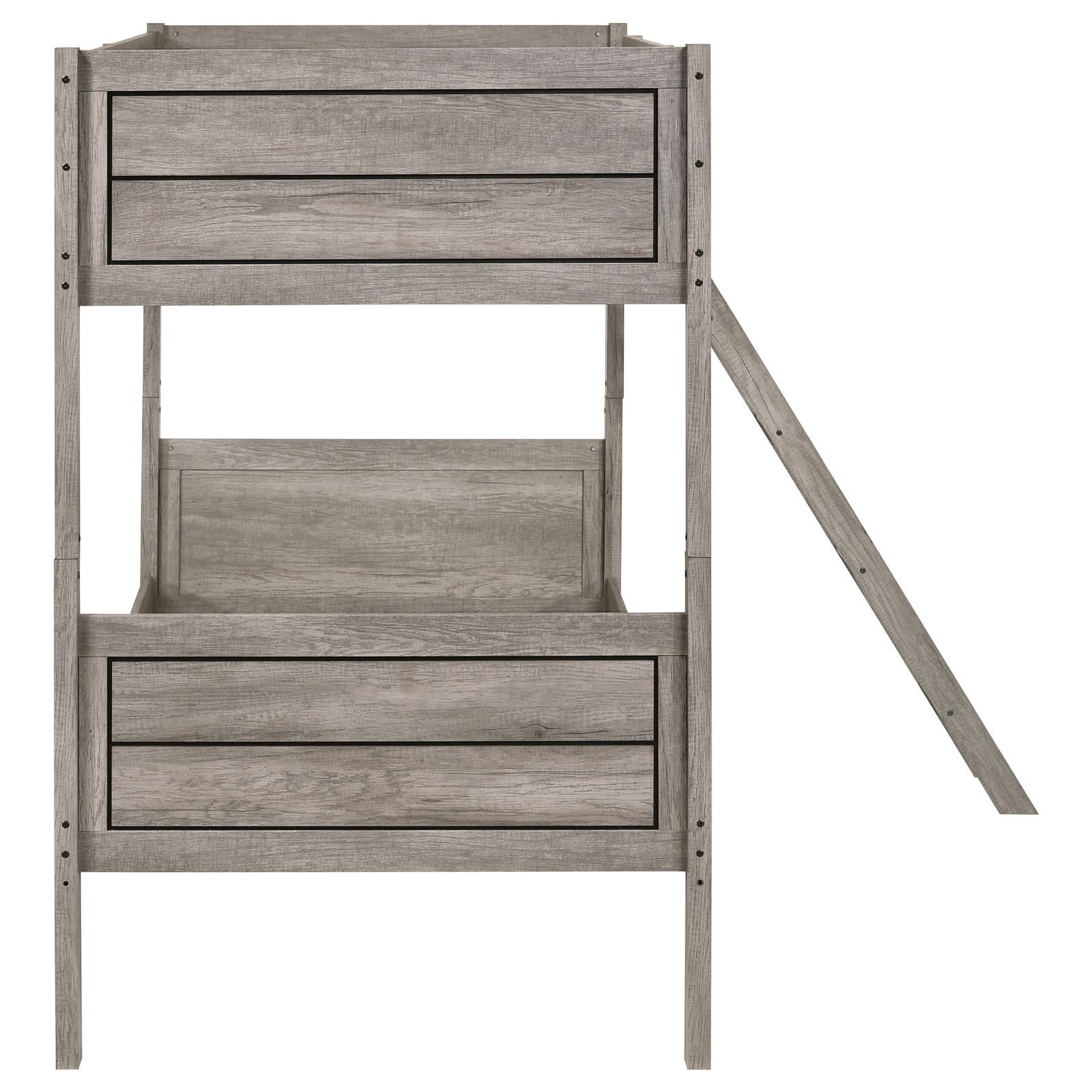 Ryder Weathered Taupe Twin over Twin Bunk Bed - 400818 - Bien Home Furniture & Electronics