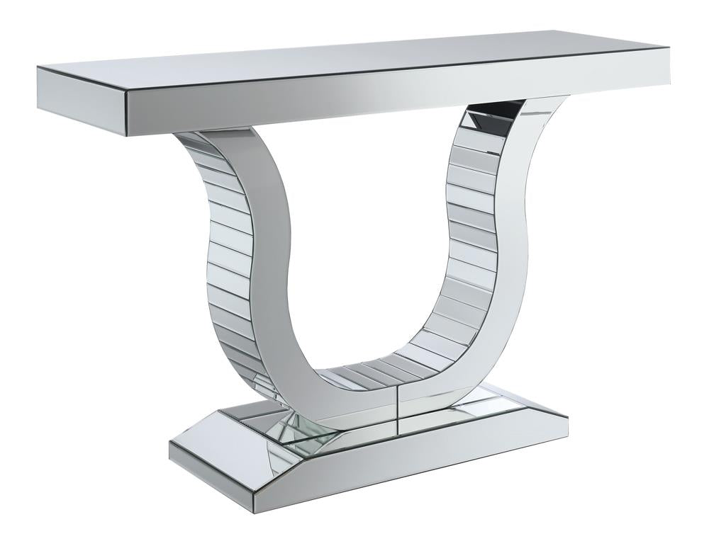 Saanvi Clear Mirror Console Table with U-Shaped Base - 930010 - Bien Home Furniture &amp; Electronics