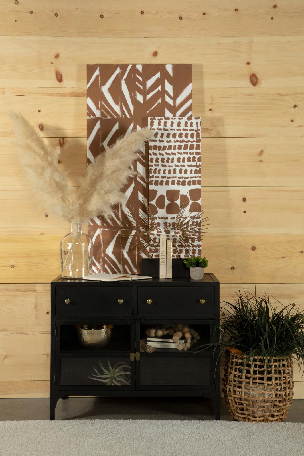 Sadler Black 2-Drawer Accent Cabinet with Glass Doors - 951761 - Bien Home Furniture & Electronics