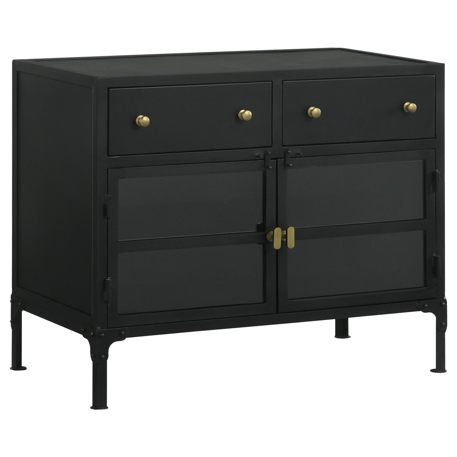 Sadler Black 2-Drawer Accent Cabinet with Glass Doors - 951761 - Bien Home Furniture & Electronics