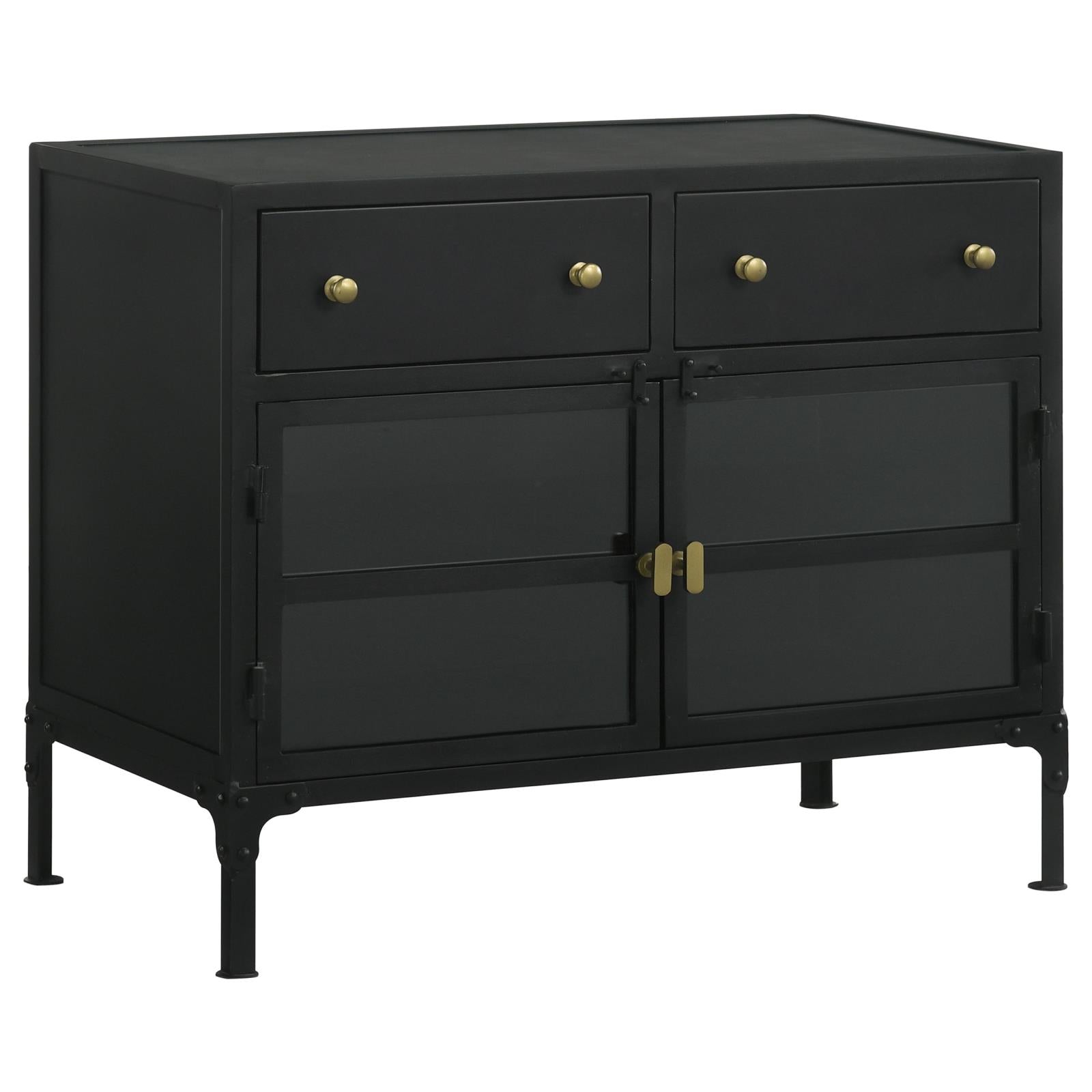 Sadler Black 2-Drawer Accent Cabinet with Glass Doors - 951761 - Bien Home Furniture & Electronics