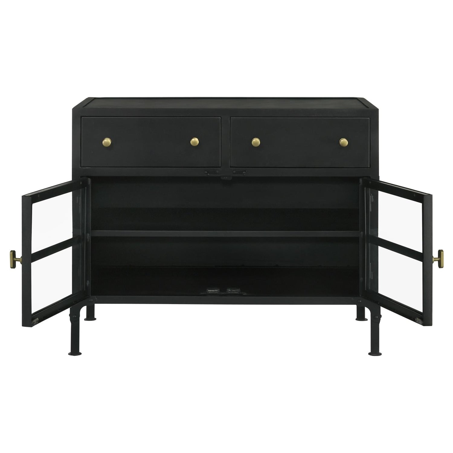 Sadler Black 2-Drawer Accent Cabinet with Glass Doors - 951761 - Bien Home Furniture & Electronics