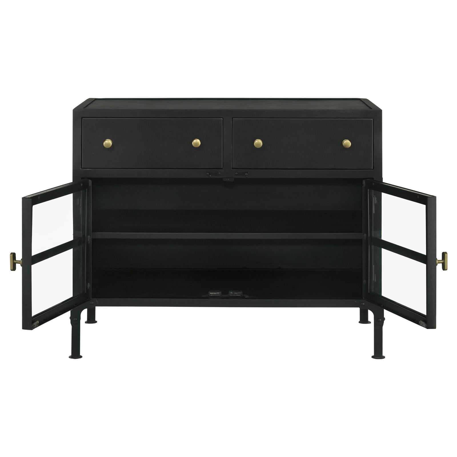 Sadler Black 2-Drawer Accent Cabinet with Glass Doors - 951761 - Bien Home Furniture &amp; Electronics