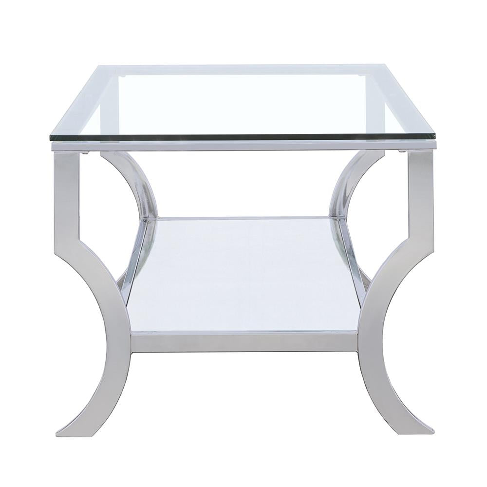 Saide Chrome Rectangular Coffee Table with Mirrored Shelf - 720338 - Bien Home Furniture & Electronics