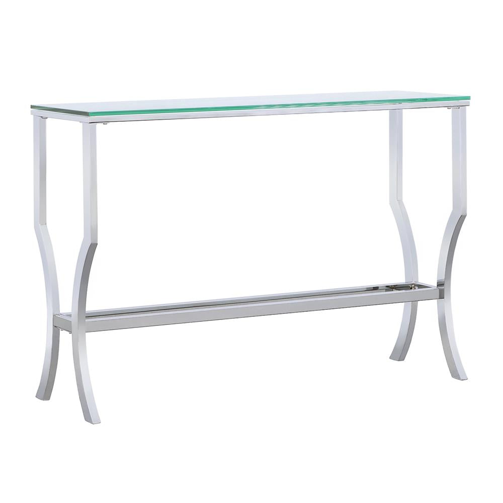 Saide Rectangular Sofa Table with Mirrored Shelf Chrome - 720339 - Bien Home Furniture &amp; Electronics