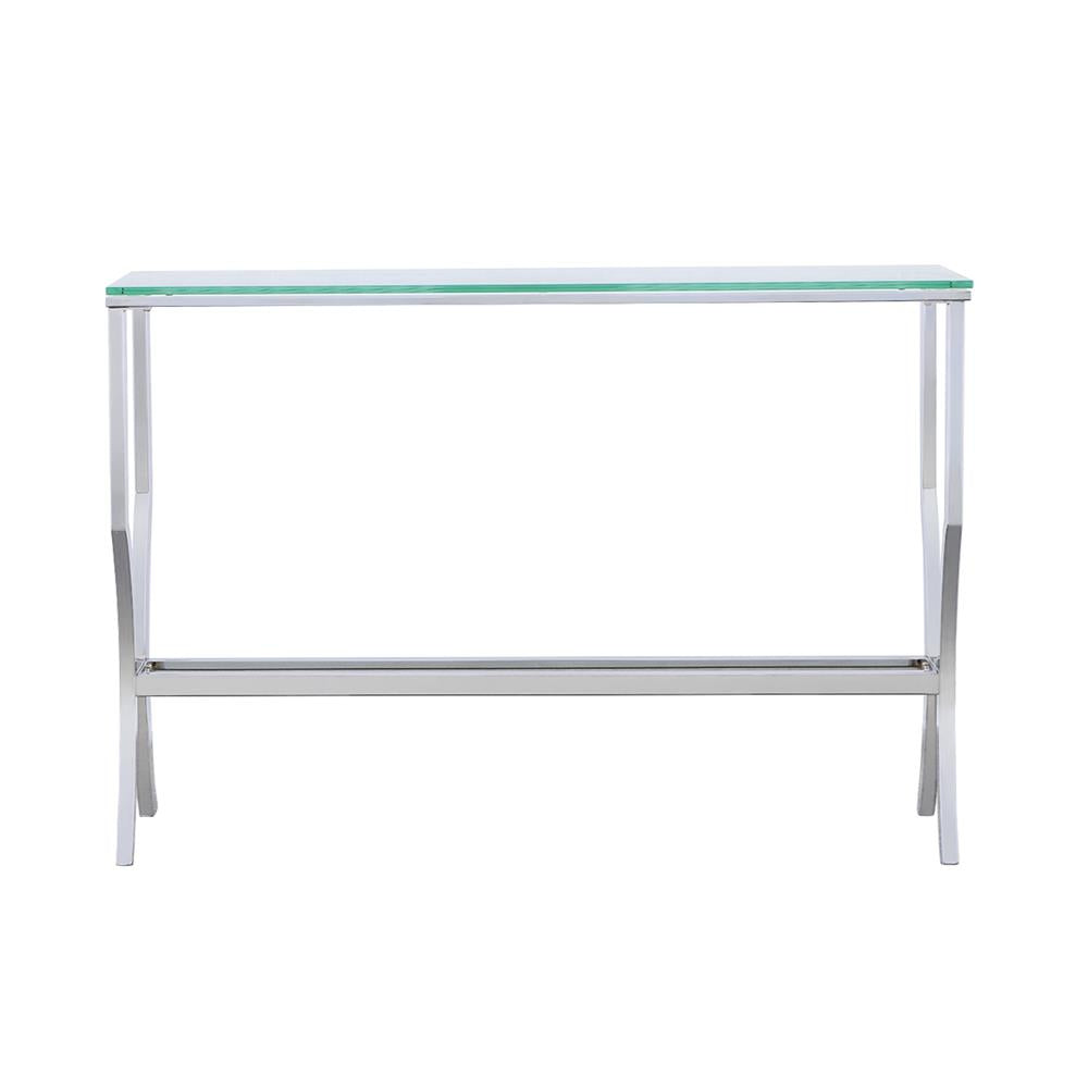 Saide Rectangular Sofa Table with Mirrored Shelf Chrome - 720339 - Bien Home Furniture & Electronics