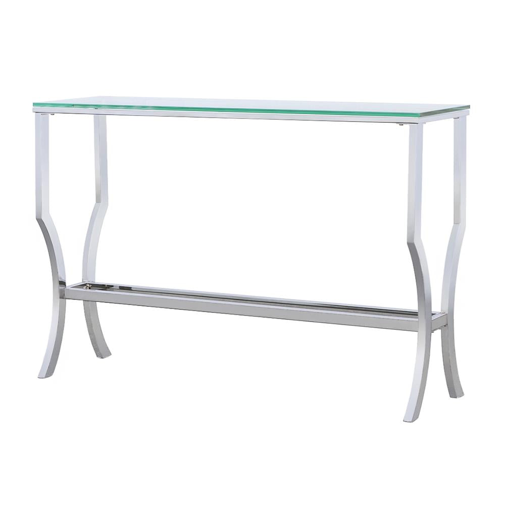 Saide Rectangular Sofa Table with Mirrored Shelf Chrome - 720339 - Bien Home Furniture &amp; Electronics