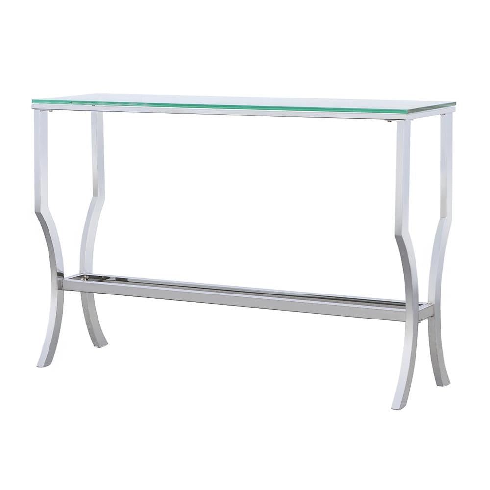 Saide Rectangular Sofa Table with Mirrored Shelf Chrome - 720339 - Bien Home Furniture & Electronics