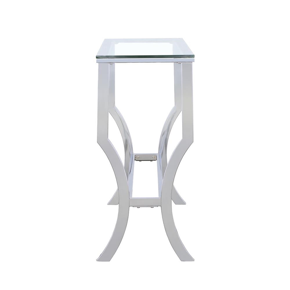 Saide Rectangular Sofa Table with Mirrored Shelf Chrome - 720339 - Bien Home Furniture &amp; Electronics