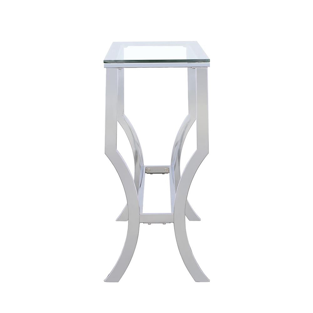Saide Rectangular Sofa Table with Mirrored Shelf Chrome - 720339 - Bien Home Furniture & Electronics