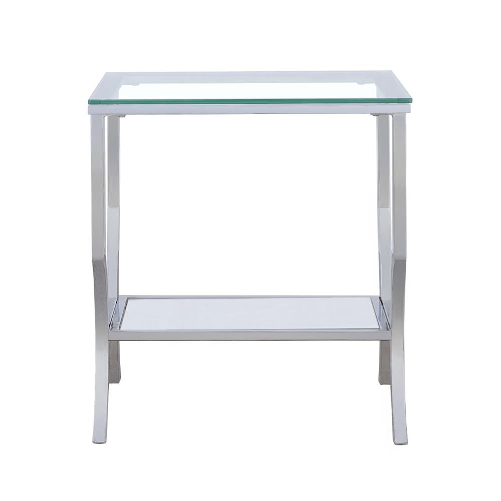 Saide Square End Table with Mirrored Shelf Chrome - 720337 - Bien Home Furniture & Electronics