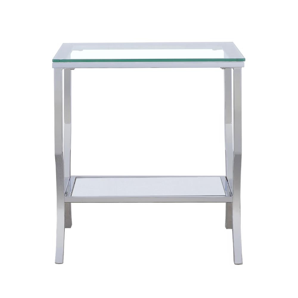 Saide Square End Table with Mirrored Shelf Chrome - 720337 - Bien Home Furniture &amp; Electronics