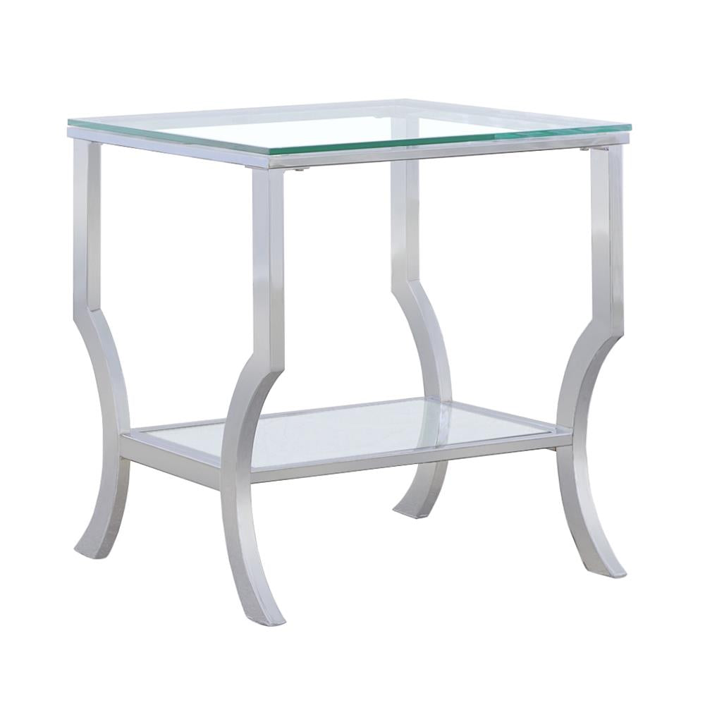 Saide Square End Table with Mirrored Shelf Chrome - 720337 - Bien Home Furniture &amp; Electronics