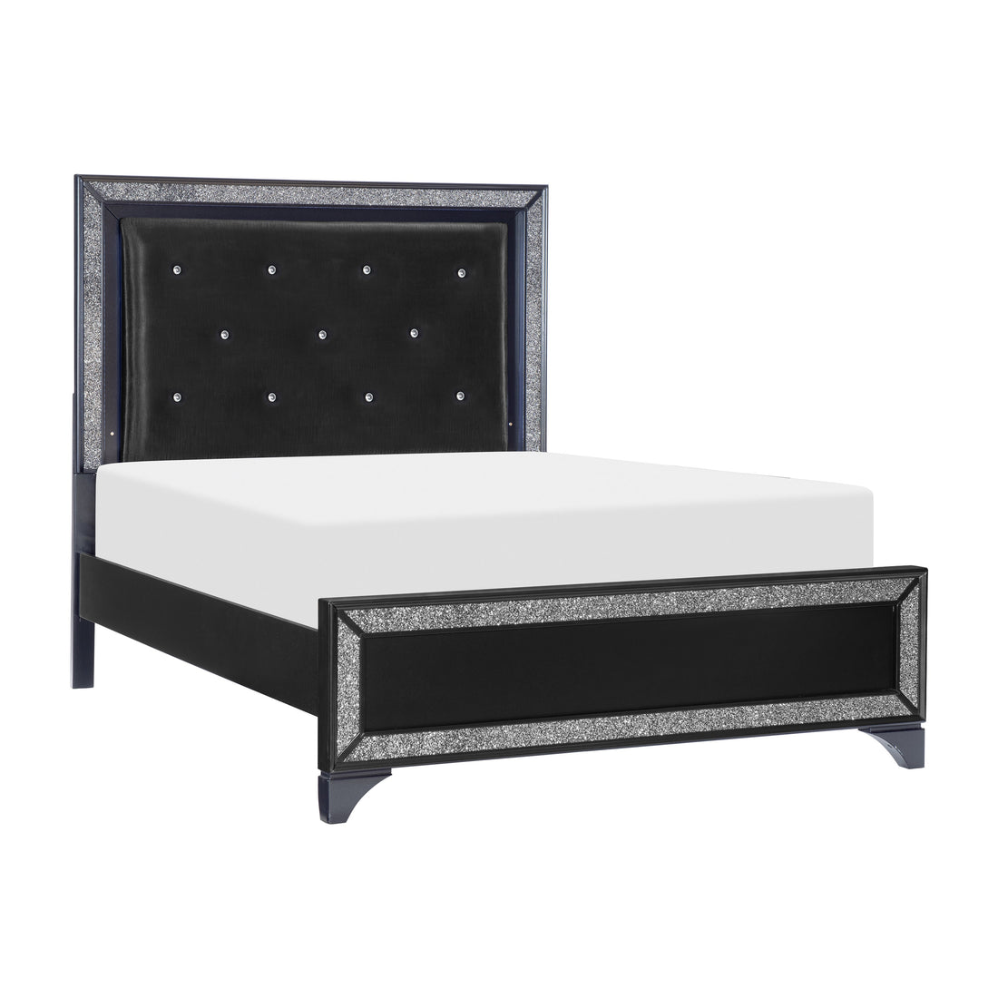 Salon Black Queen LED Upholstered Panel Bed - SET | 1572BK-1 | 1572BK-2 | 1572BK-3 - Bien Home Furniture &amp; Electronics