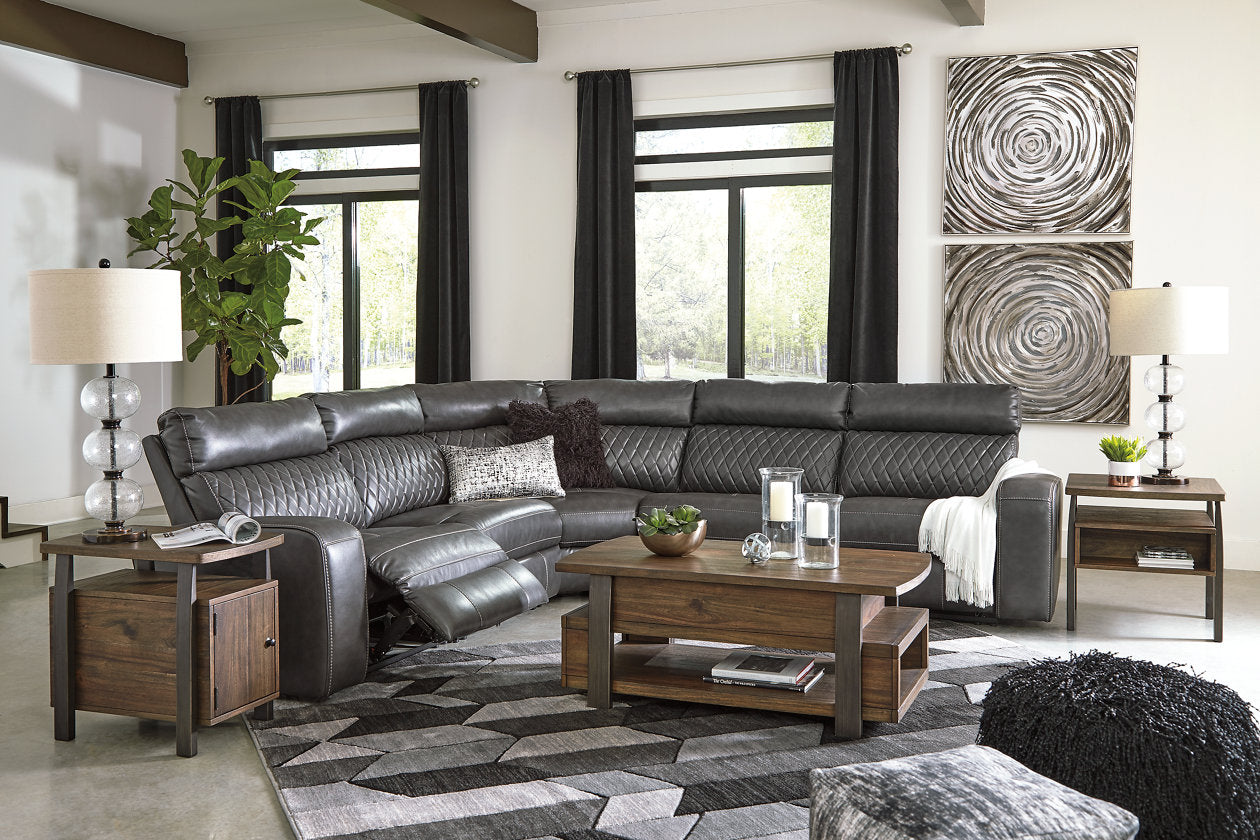 Samperstone Gray 5-Piece Power Reclining Sectional - SET | 5520319 | 5520346 | 5520358 | 5520362 | 5520377 - Bien Home Furniture & Electronics