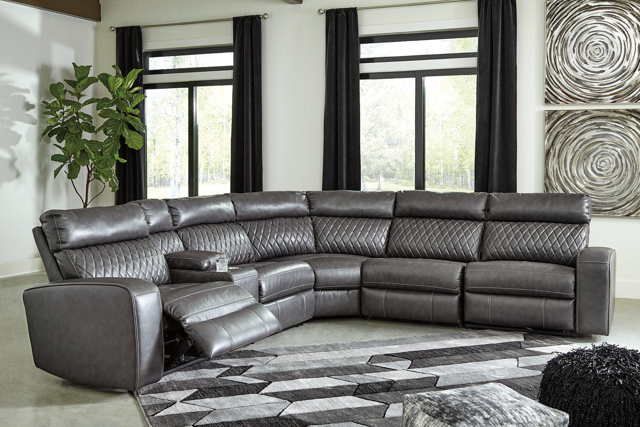 Samperstone Gray 6-Piece Power Reclining Sectional - SET | 5520319 | 5520346 | 5520357 | 5520358 | 5520362 | 5520377 - Bien Home Furniture & Electronics