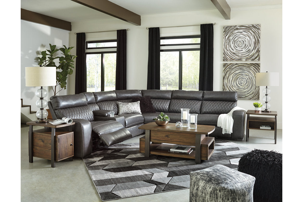 Samperstone Gray 6-Piece Power Reclining Sectional - SET | 5520319 | 5520346 | 5520357 | 5520358 | 5520362 | 5520377 - Bien Home Furniture & Electronics
