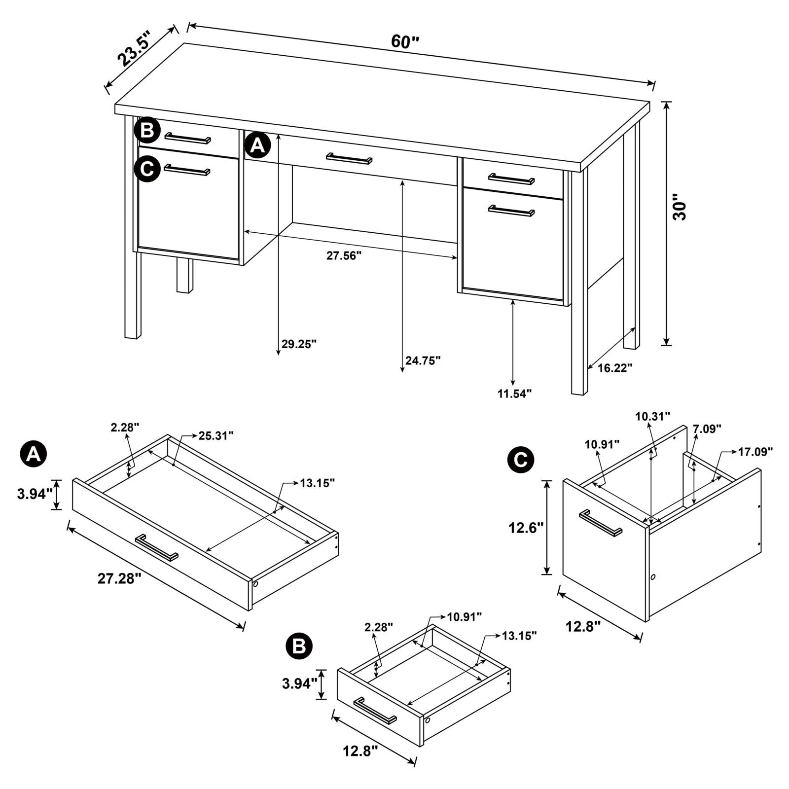 Samson Weathered Oak 4-Drawer Office Desk - 801950 - Bien Home Furniture & Electronics