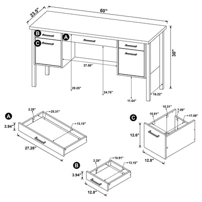 Samson Weathered Oak 4-Drawer Office Desk - 801950 - Bien Home Furniture &amp; Electronics