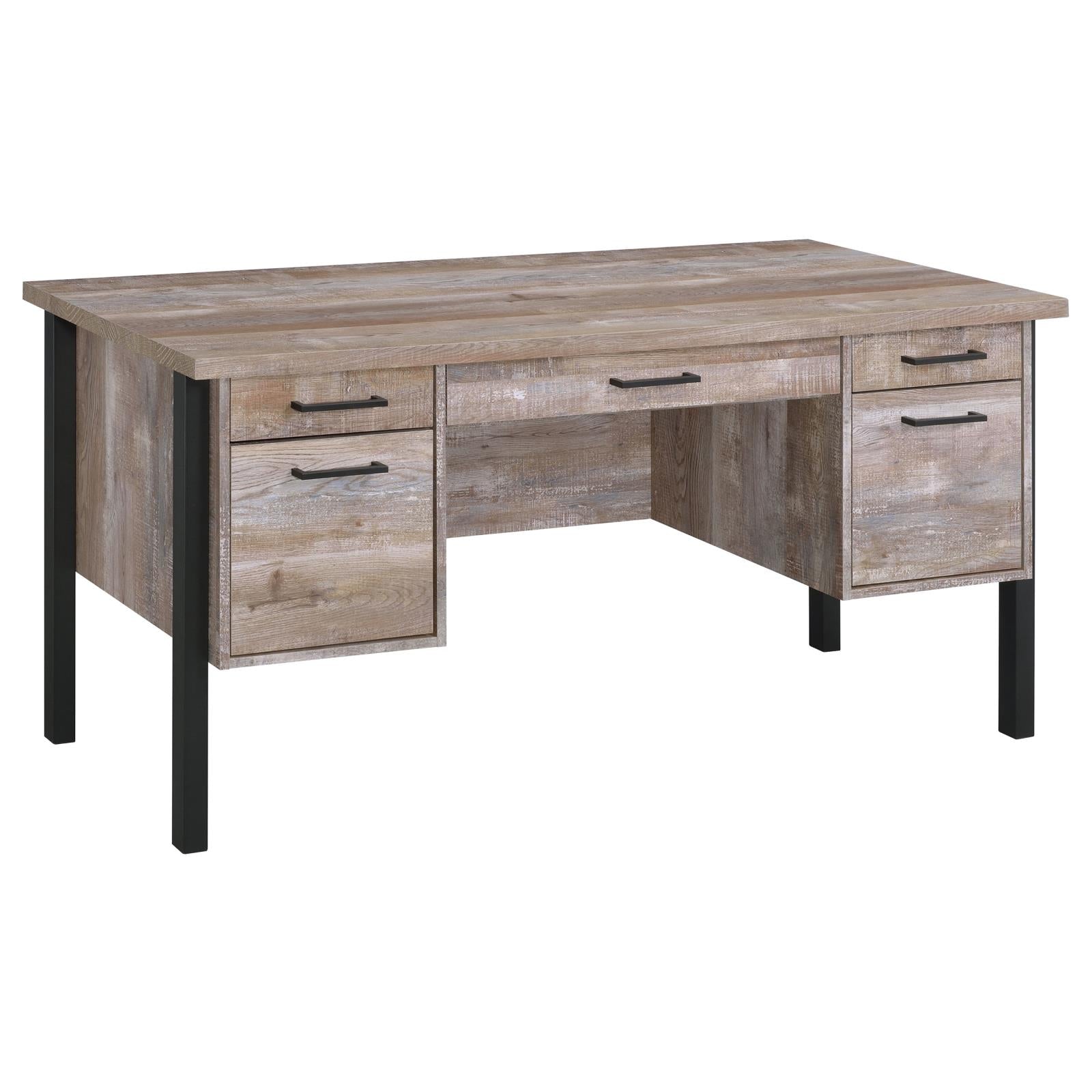 Samson Weathered Oak 4-Drawer Office Desk - 801950 - Bien Home Furniture & Electronics