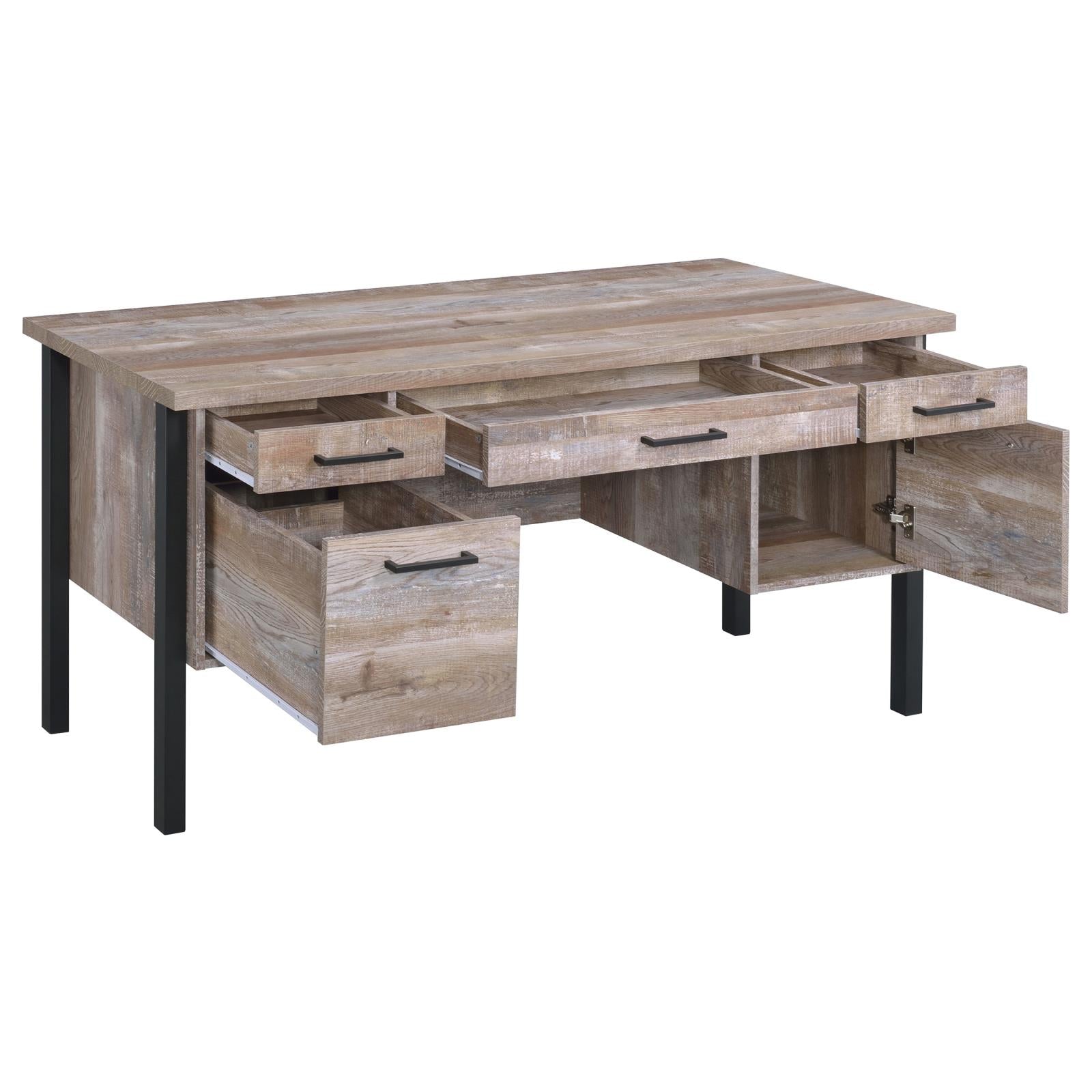 Samson Weathered Oak 4-Drawer Office Desk - 801950 - Bien Home Furniture & Electronics