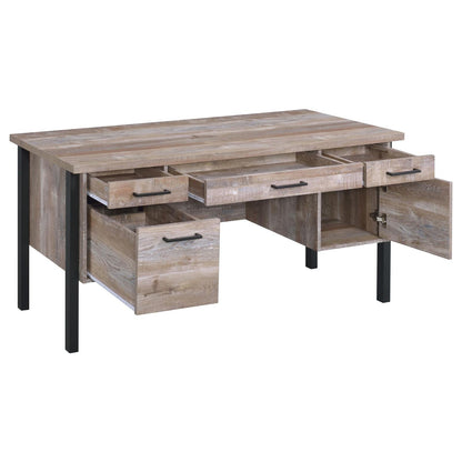 Samson Weathered Oak 4-Drawer Office Desk - 801950 - Bien Home Furniture &amp; Electronics