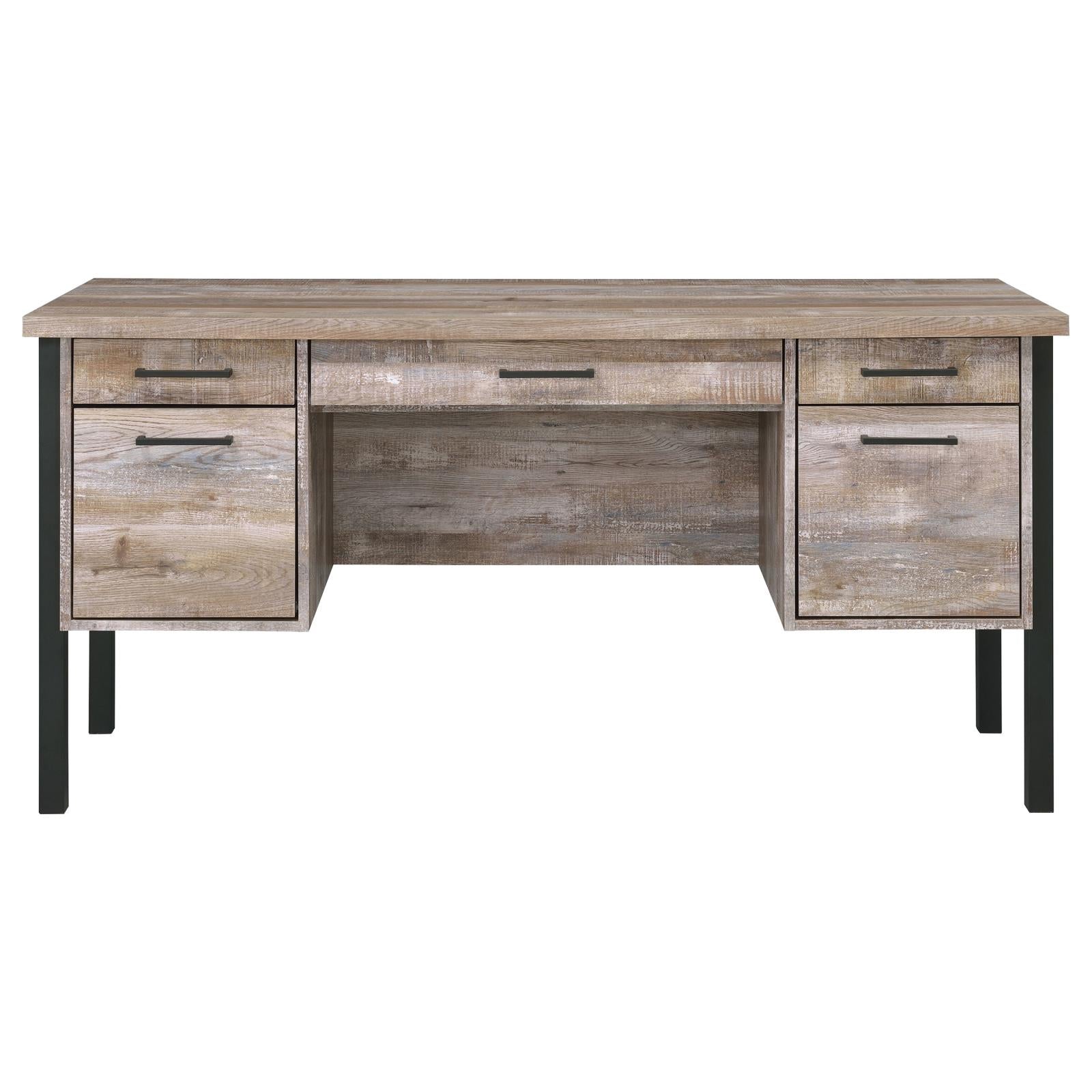 Samson Weathered Oak 4-Drawer Office Desk - 801950 - Bien Home Furniture & Electronics