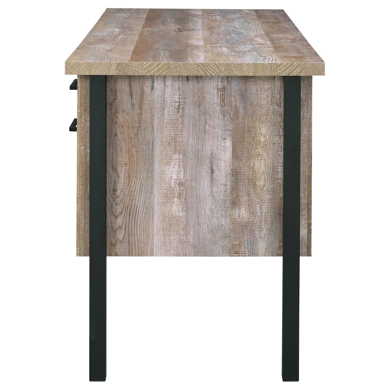Samson Weathered Oak 4-Drawer Office Desk - 801950 - Bien Home Furniture & Electronics