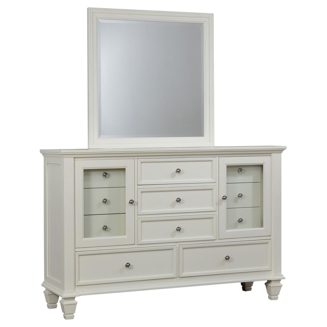Sandy Beach 11-drawer Dresser with Mirror Cream White - 201303M - Bien Home Furniture & Electronics