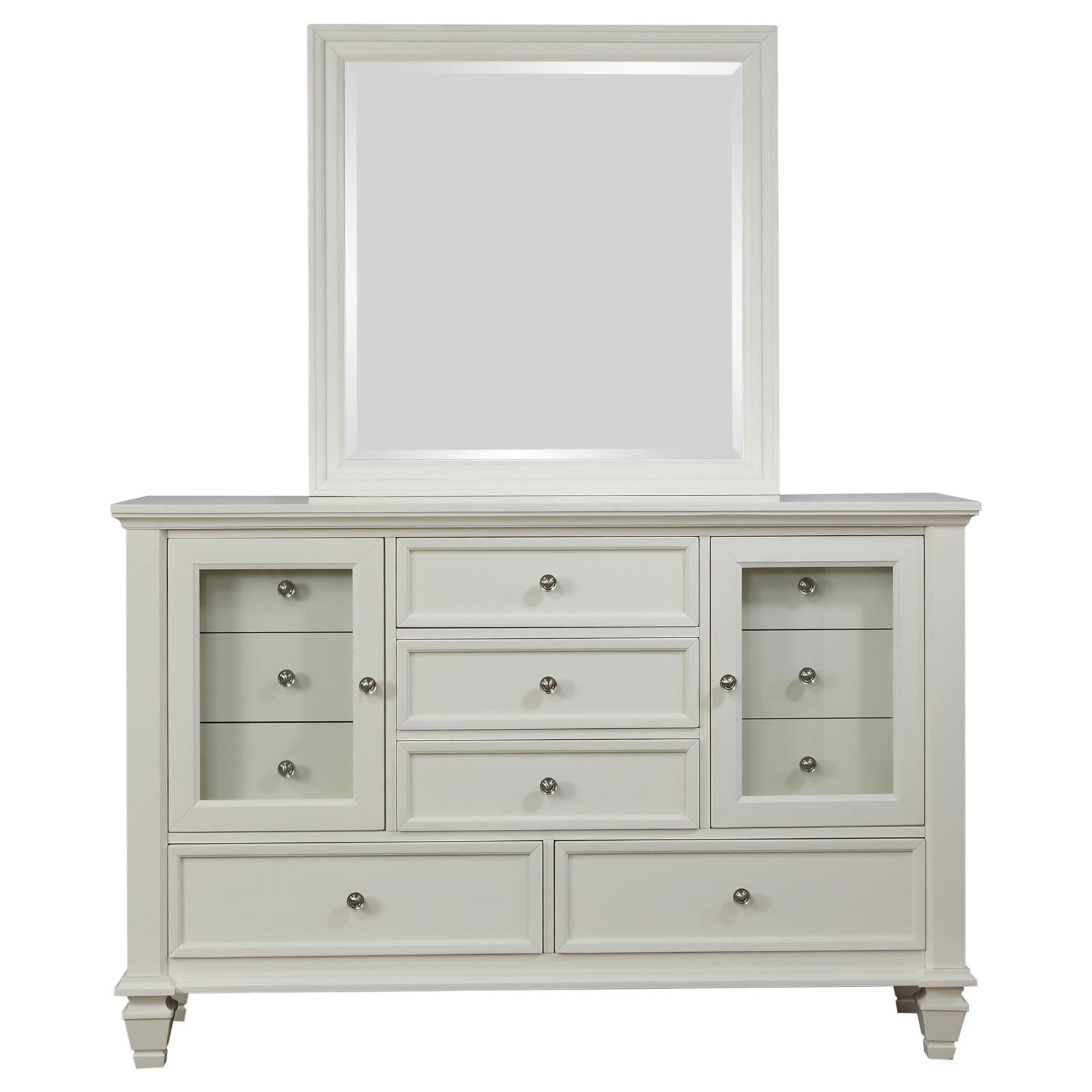 Sandy Beach 11-drawer Dresser with Mirror Cream White - 201303M - Bien Home Furniture & Electronics