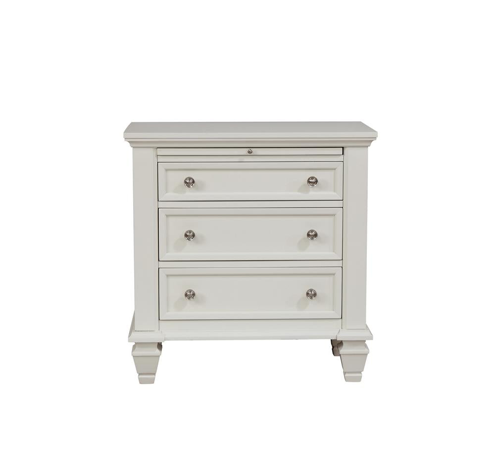Sandy Beach 3-Drawer Nightstand White - 201302 - Bien Home Furniture & Electronics