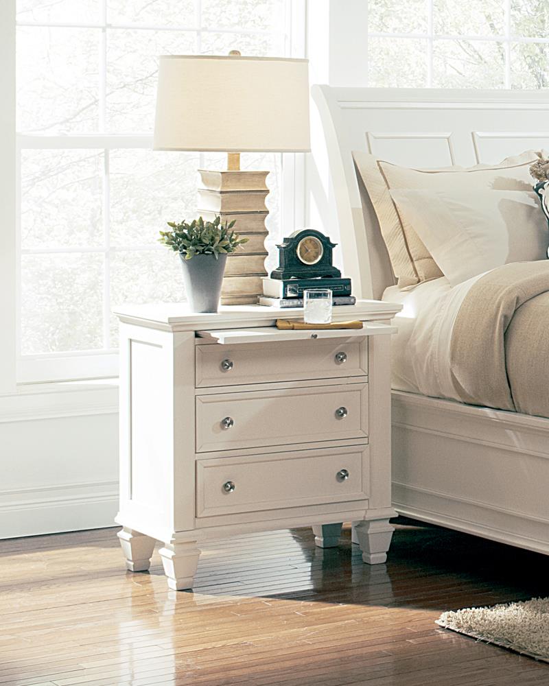 Sandy Beach 3-Drawer Nightstand White - 201302 - Bien Home Furniture & Electronics