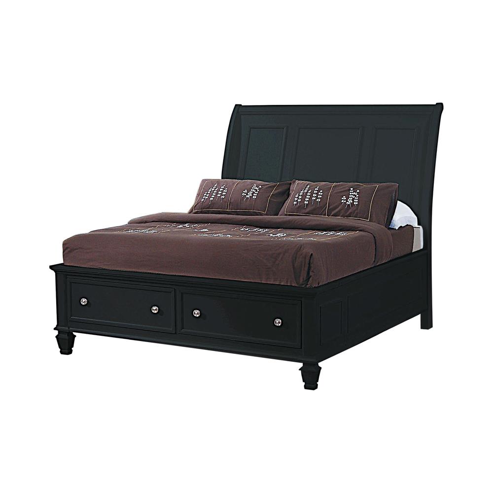 Sandy Beach Black Sleigh Storage Platform Bedroom Set - SET | 201329Q | 201322 | 201325 - Bien Home Furniture &amp; Electronics