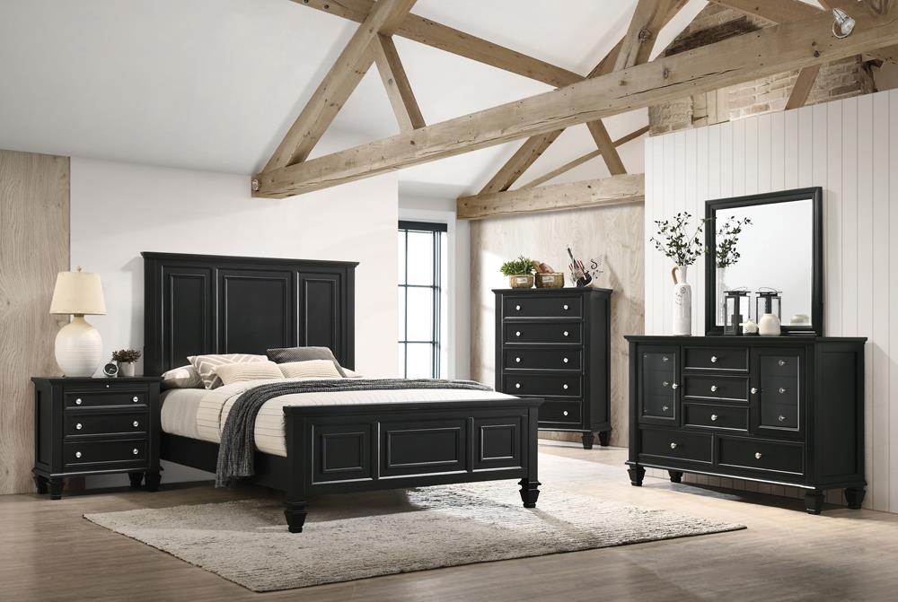 Sandy Beach Queen Panel Bed with High Headboard Black - 201321Q - Bien Home Furniture &amp; Electronics