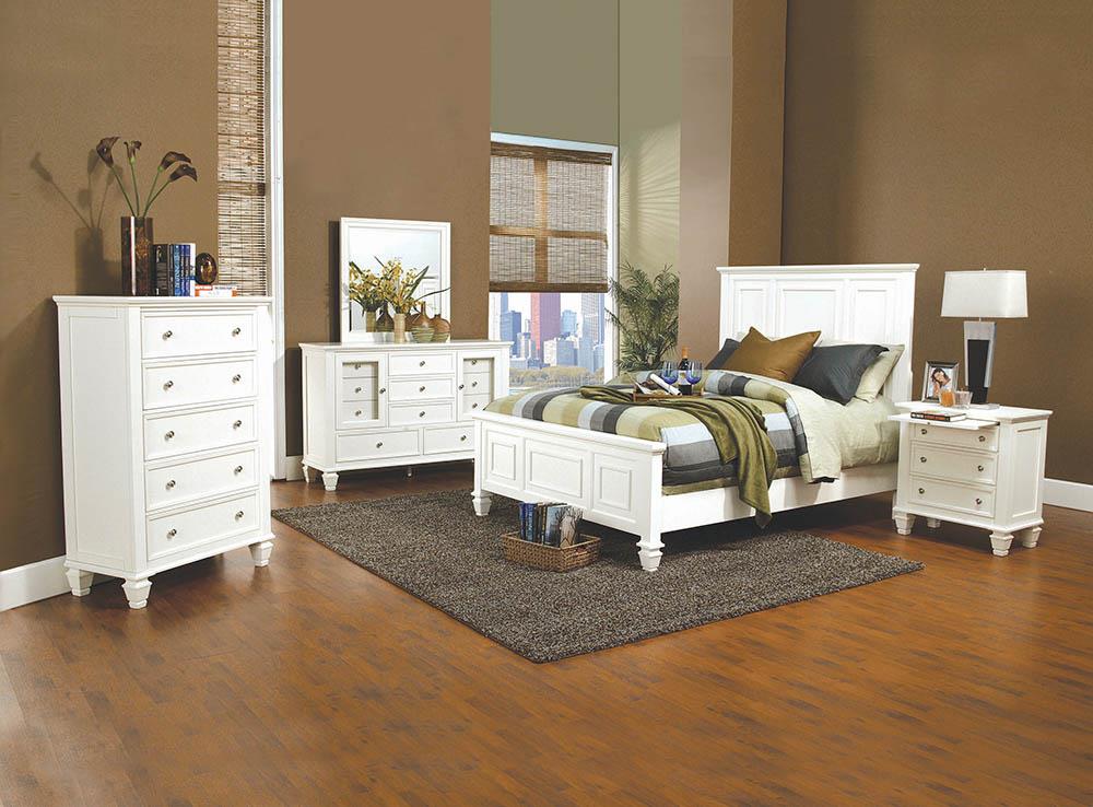 Sandy Beach Queen Panel Bed with High Headboard White - 201301Q - Bien Home Furniture & Electronics