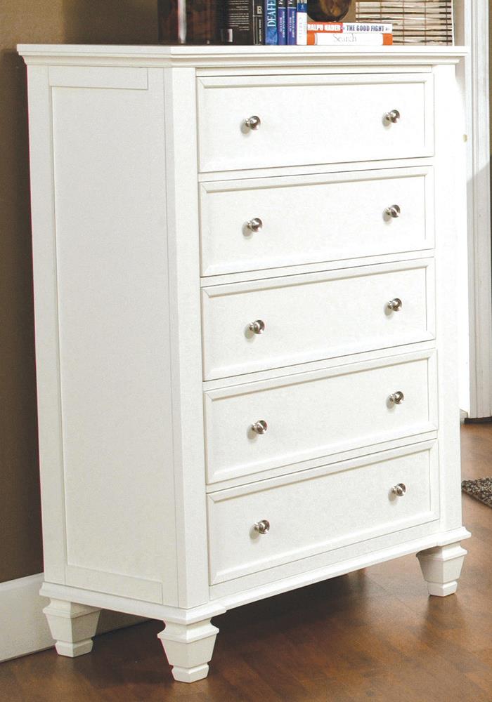 Sandy Beach White 5-Drawer Rectangular Chest - 201305 - Bien Home Furniture & Electronics