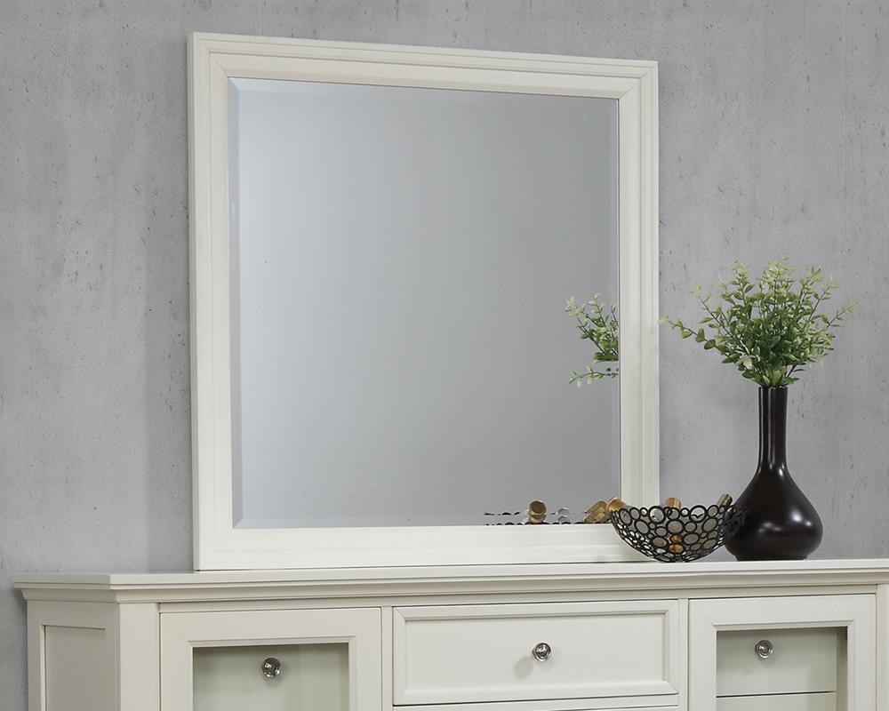 Sandy Beach White Rectangular Mirror - 201304 - Bien Home Furniture & Electronics
