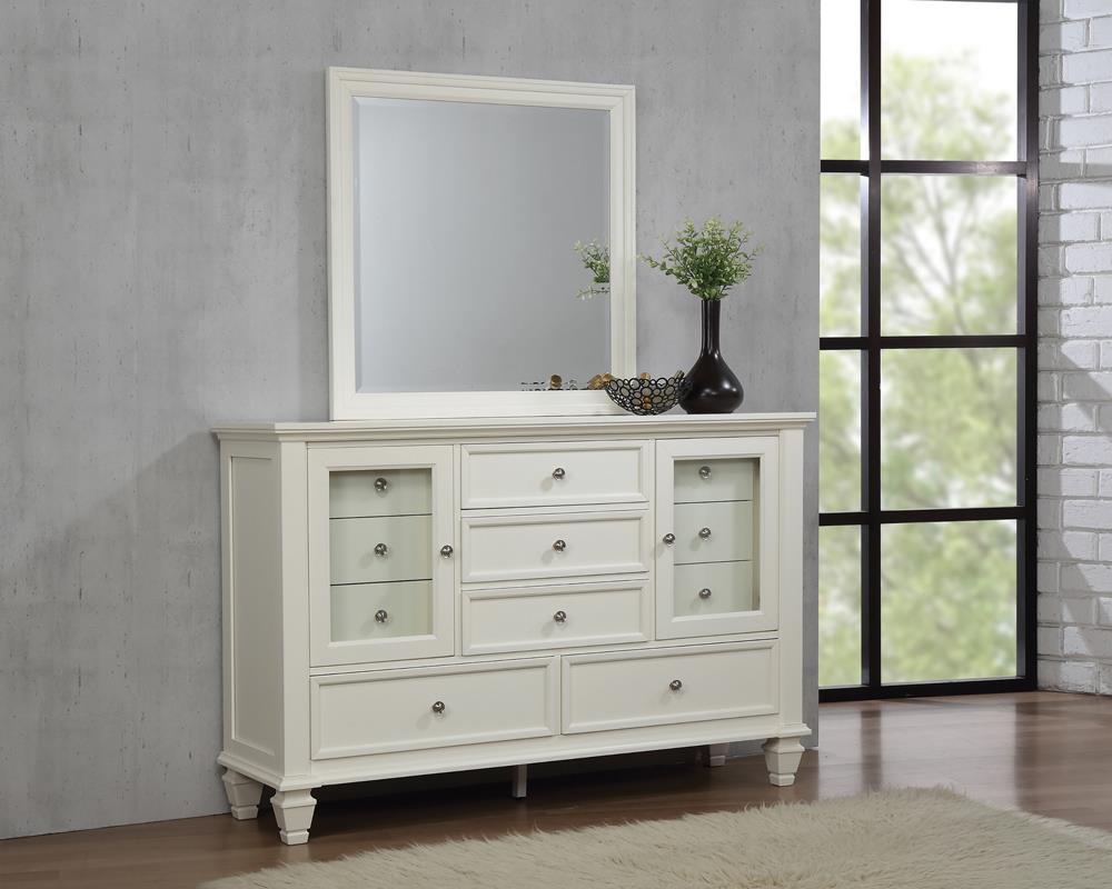 Sandy Beach White Rectangular Mirror - 201304 - Bien Home Furniture & Electronics