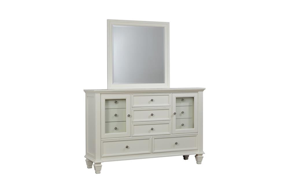 Sandy Beach White Rectangular Mirror - 201304 - Bien Home Furniture & Electronics