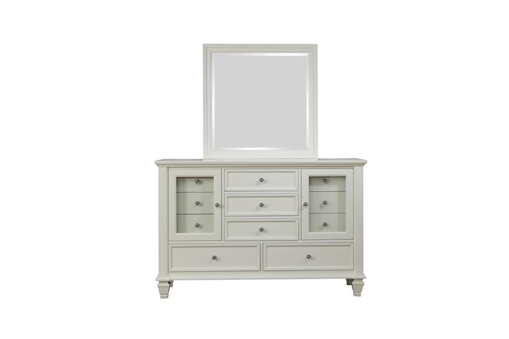 Sandy Beach White Rectangular Mirror - 201304 - Bien Home Furniture & Electronics