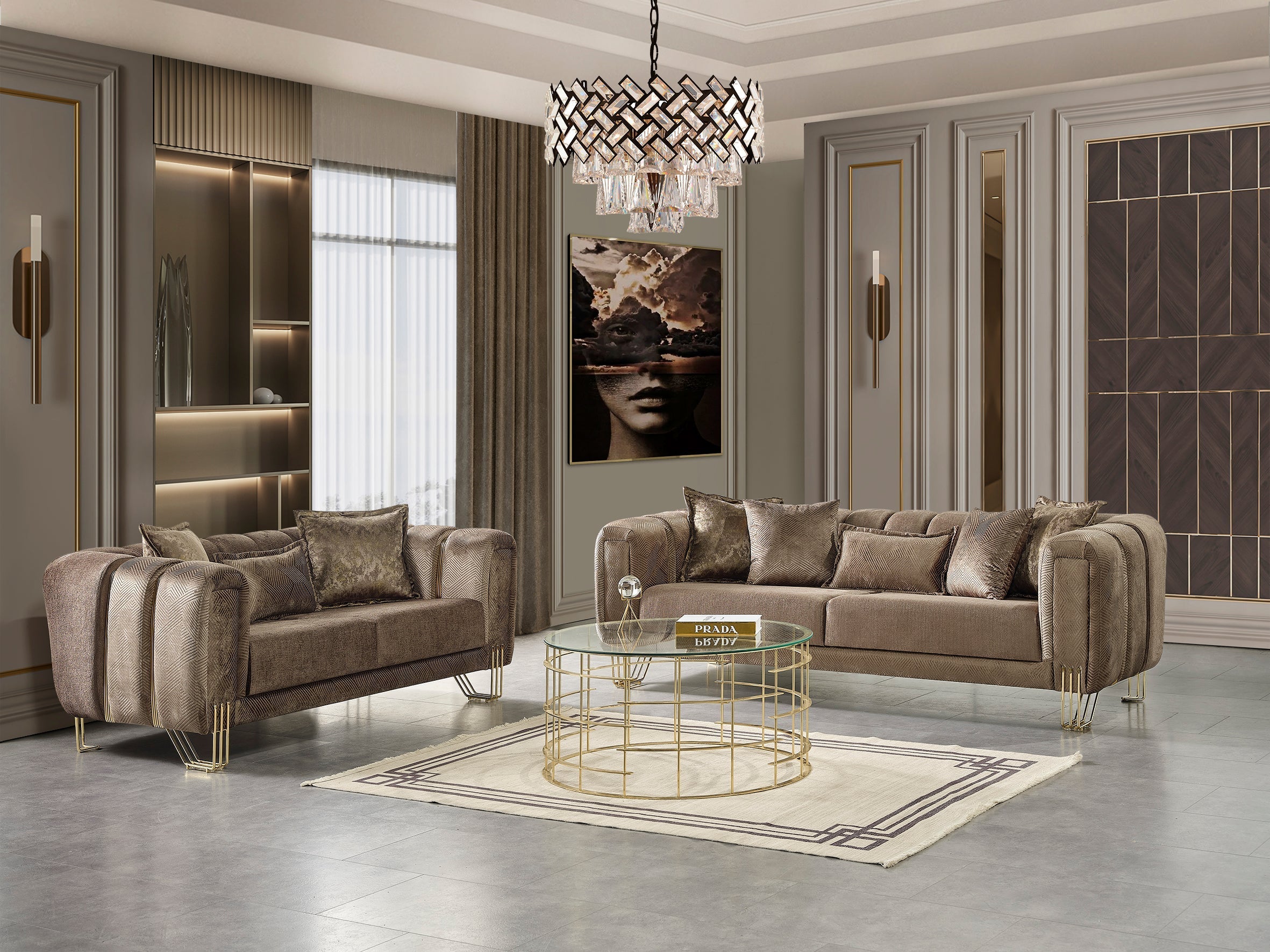 Santana Coffee Velvet Living Room Set - SANTANACOFFEE-SL - Bien Home Furniture & Electronics