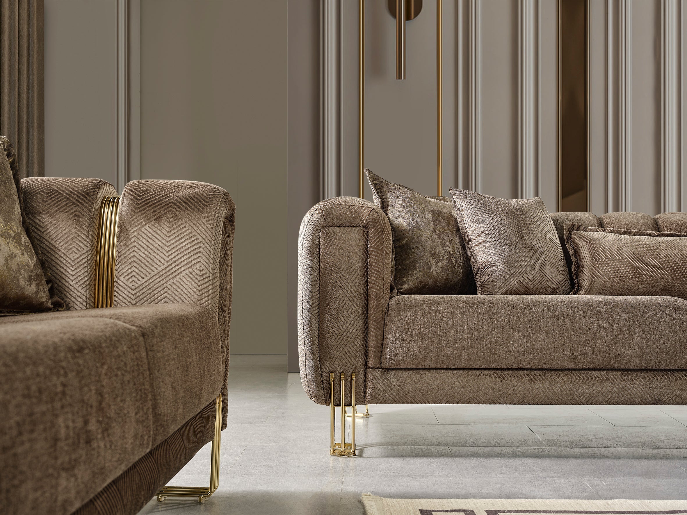 Santana Coffee Velvet Living Room Set - SANTANACOFFEE-SL - Bien Home Furniture & Electronics