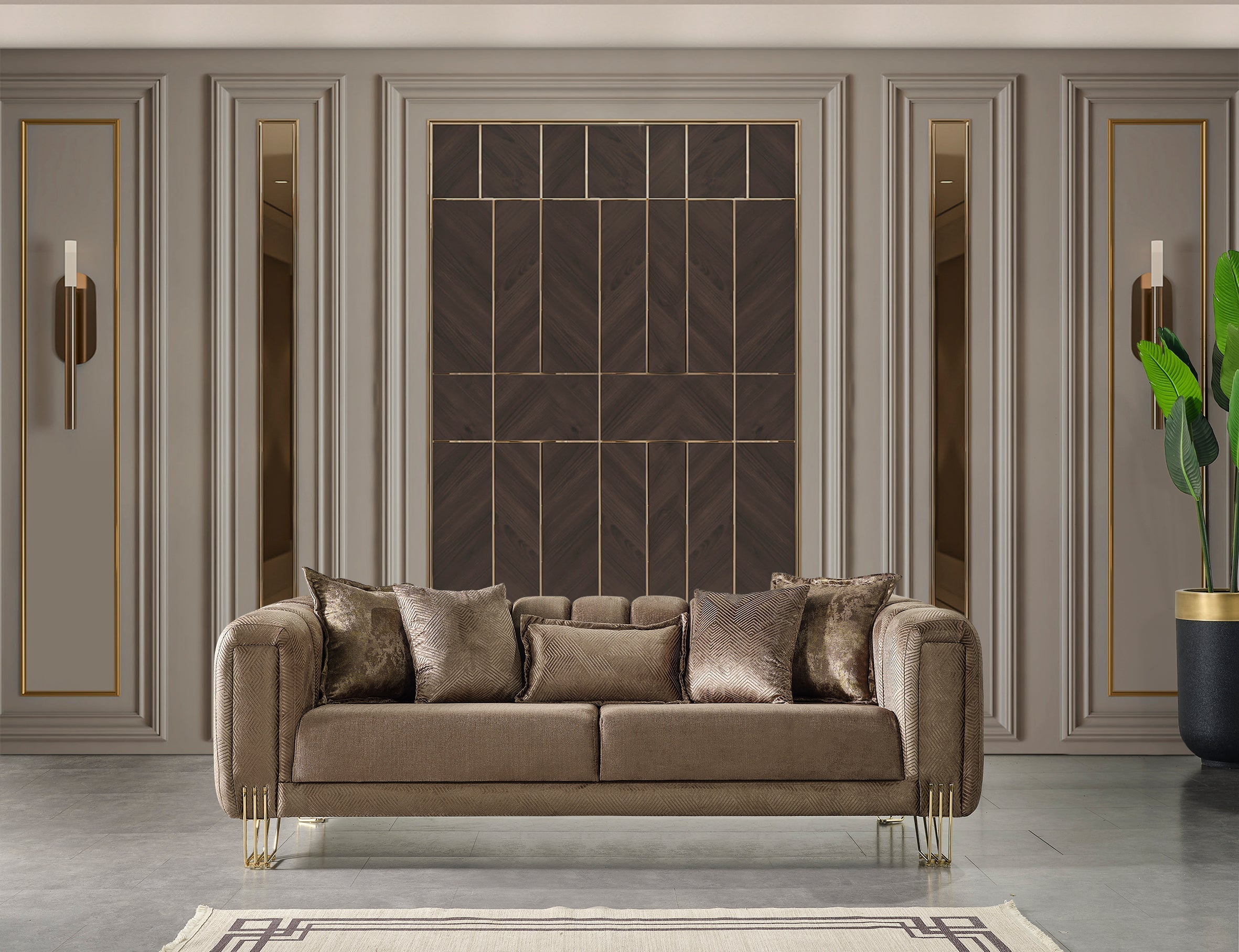 Santana Coffee Velvet Living Room Set - SANTANACOFFEE-SL - Bien Home Furniture & Electronics