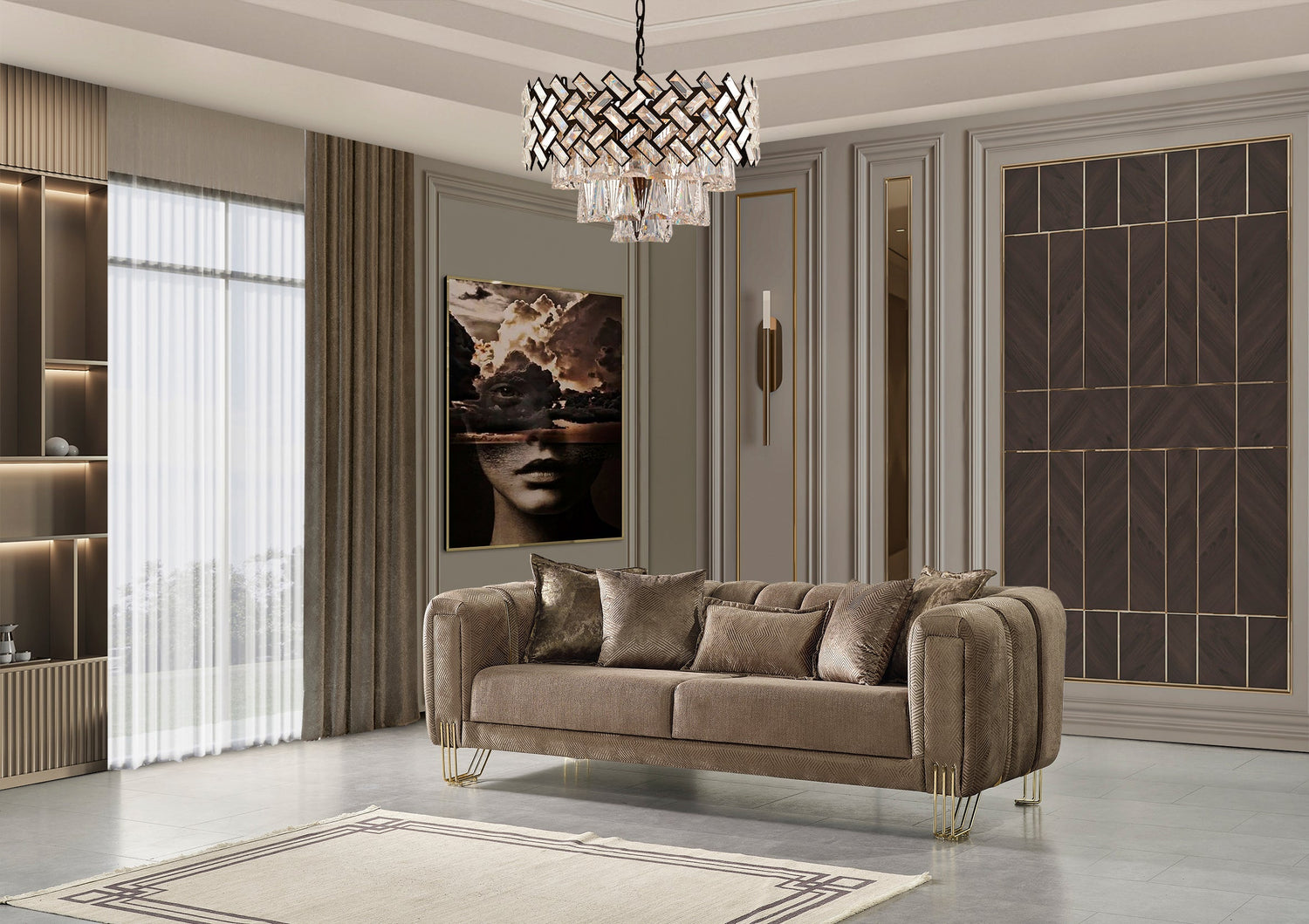 Santana Coffee Velvet Living Room Set - SANTANACOFFEE-SL - Bien Home Furniture & Electronics
