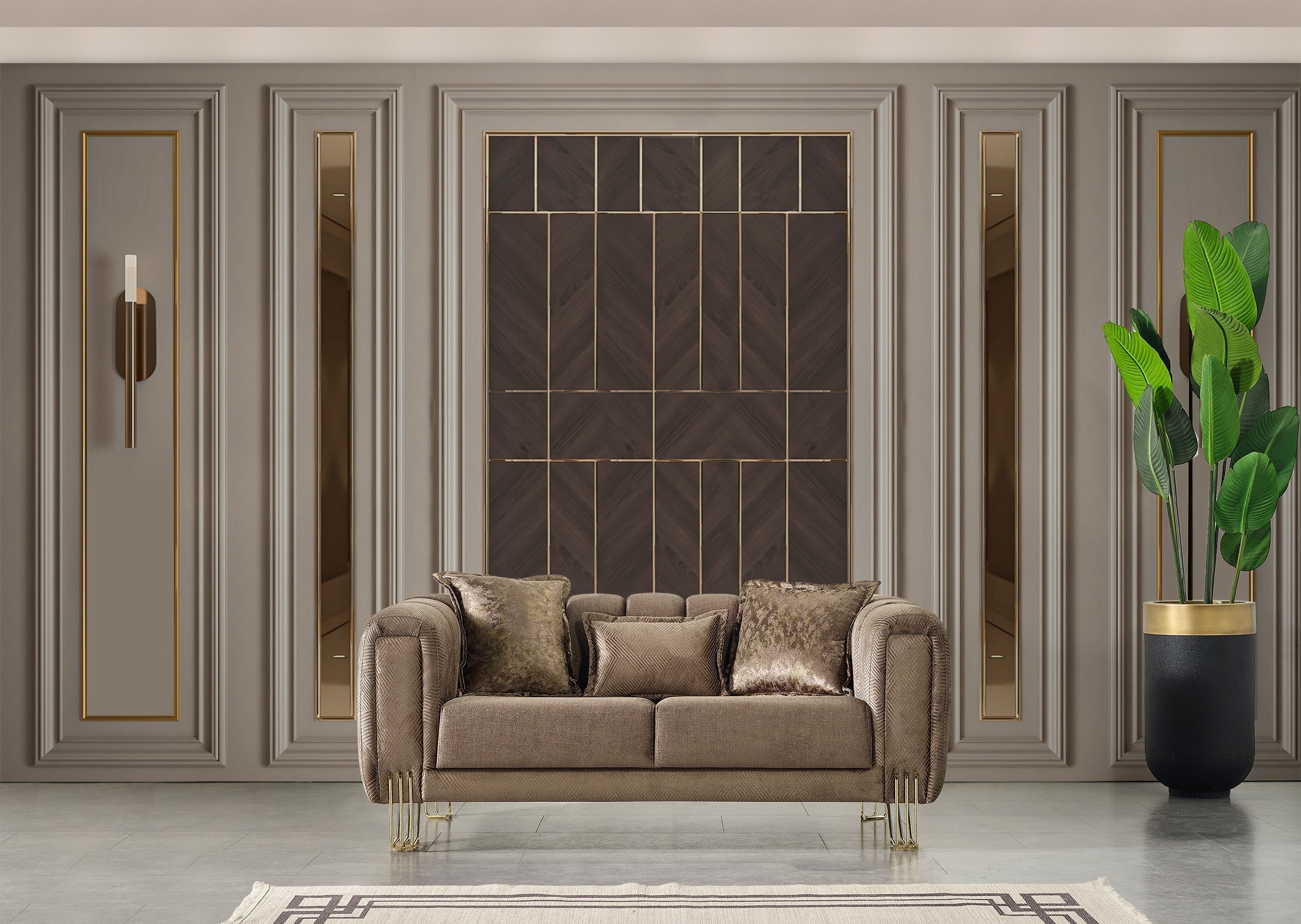 Santana Coffee Velvet Living Room Set - SANTANACOFFEE-SL - Bien Home Furniture & Electronics