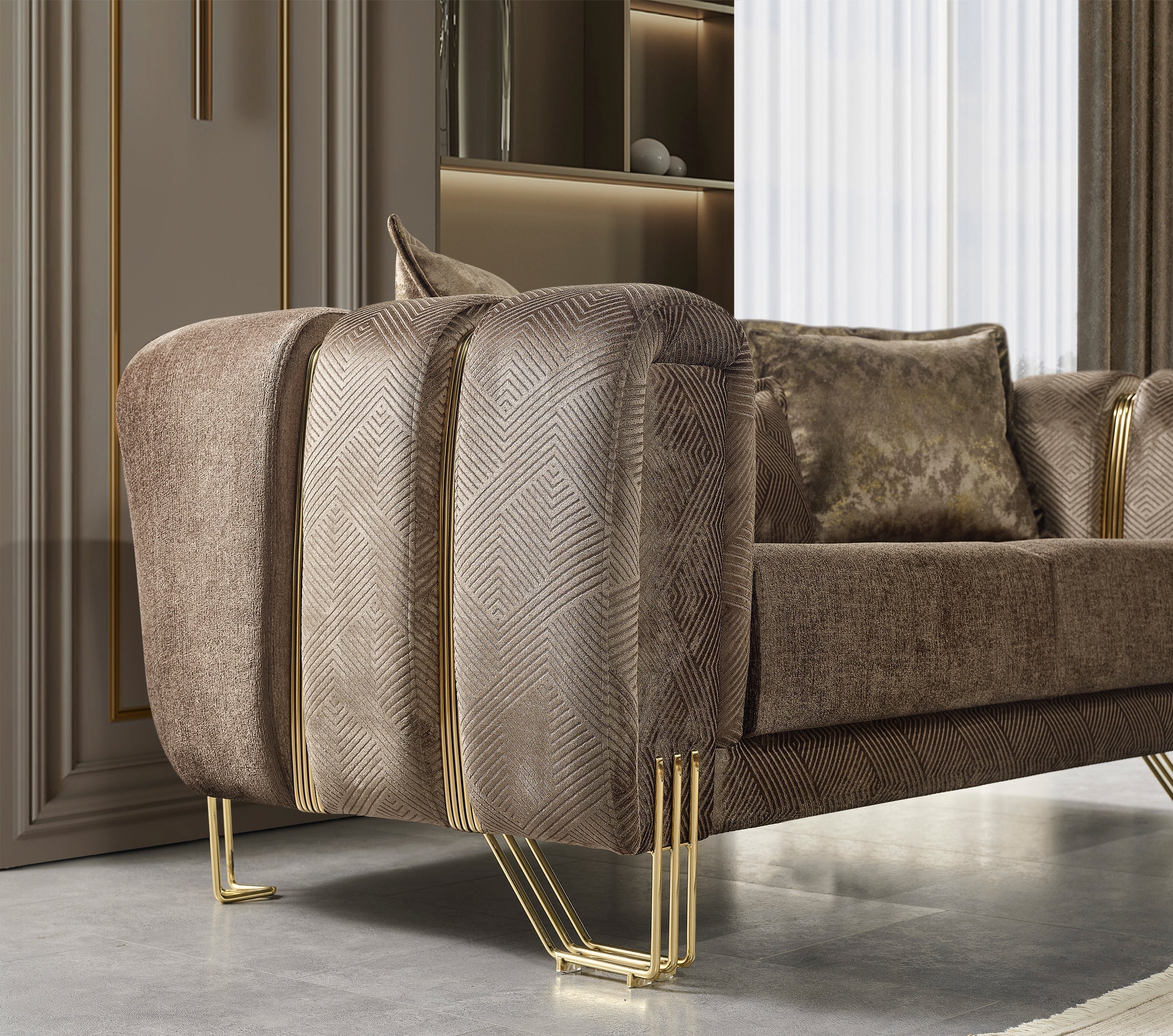 Santana Coffee Velvet Living Room Set - SANTANACOFFEE-SL - Bien Home Furniture & Electronics