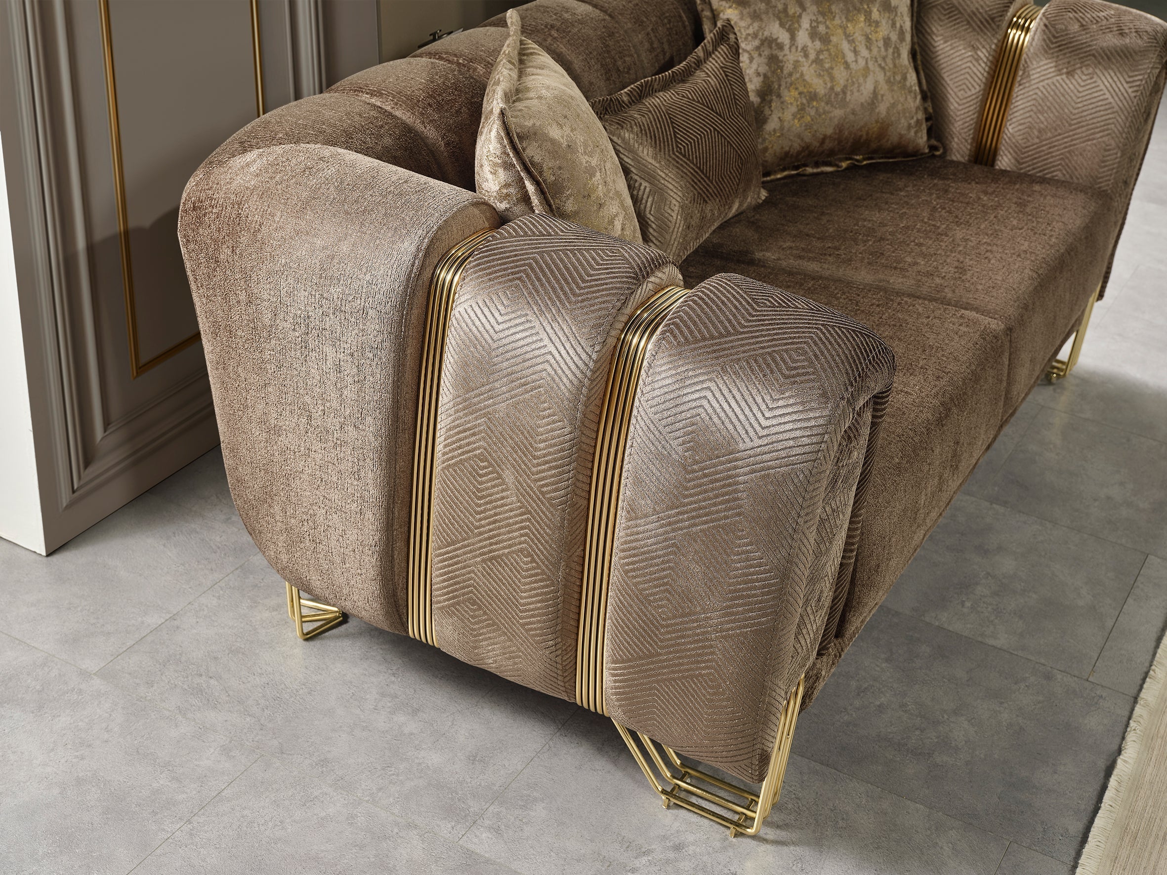 Santana Coffee Velvet Living Room Set - SANTANACOFFEE-SL - Bien Home Furniture & Electronics