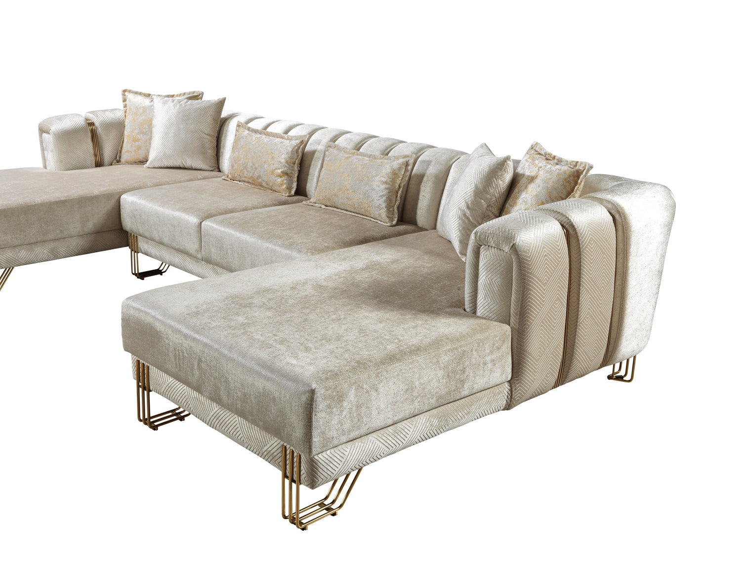 Santana Ivory Velvet Double Chaise Sectional - SANTANAIVORY-SEC - Bien Home Furniture &amp; Electronics